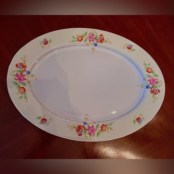 RARE MED Eschenbach Baronet style Bavarian China Pa tern Floral Oval Platter - Picture 7 of 11